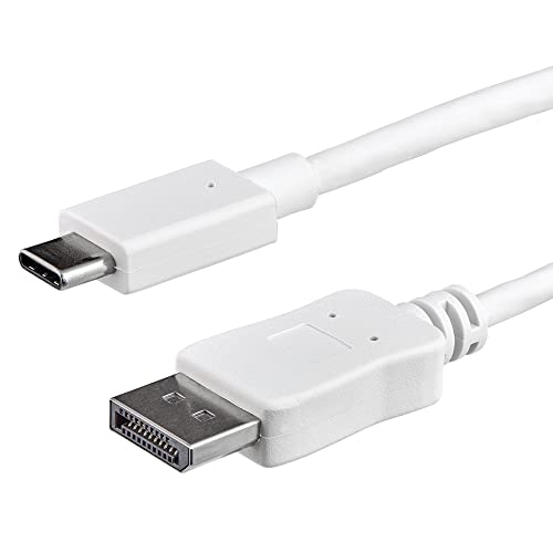 StarTech.com 1m USB-C auf DisplayPort 1.2 Kabel 4K 60Hz - USB-C auf DP Adapterkabel/Videoadapter - HBR2 - USB-C DP Alt Mode auf DP Monitor Videokabel - Thunderbolt 3 kompatibel - Weiß (CDP2DPMM1MW) von StarTech.com