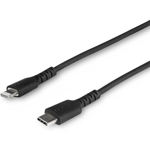 StarTech.com 1m USB-C auf Lightning-Kabel - Hochbelastbare, robuste Aramidfaser - Lade-/Synchronisationskabel - Apple MFi-zertifiziert iPad/iPhone 12 - Schwarz (RUSBCLTMM1MB) von StarTech.com