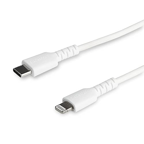 StarTech.com 1m USB-C auf Lightning-Kabel - Hochbelastbare, robuste Aramidfaser - Lade-/Synchronisationskabel - Apple MFi-zertifiziert iPad/iPhone 12 - Weiß (RUSBCLTMM1MW) von StarTech.com