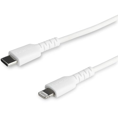 StarTech.com 1m USB-C auf Lightning-Kabel - Hochbelastbare, robuste Aramidfaser - Lade-/Synchronisationskabel - Apple MFi-zertifiziert iPad/iPhone 12 - Weiß (RUSBCLTMM1MW) von StarTech.com