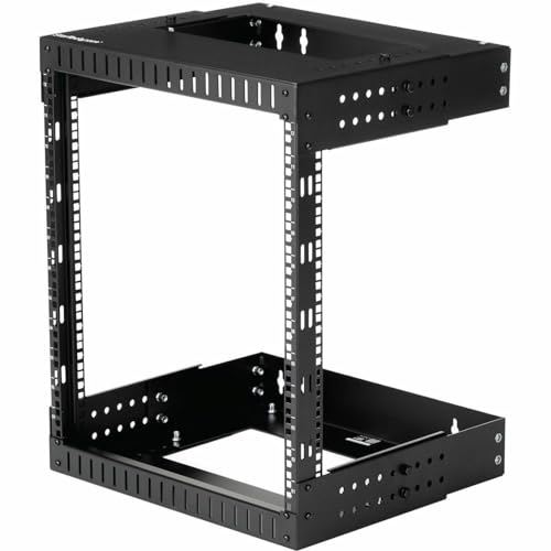 StarTech.com 2-Pfosten 12HE Heavy-Duty Wandmontage Netzwerk-Rack, 19" Open Frame Server Rack mit Einstellbarer Tiefe, Wandmontage Daten-Rack für IT/AV/Patch Panele/Computer-Ausrüstung (RK12WALLOA) von StarTech.com