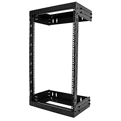 StarTech.com 2-Pfosten 18HE Heavy-Duty Wandmontage Netzwerk-Rack, 19" Open Frame Server Rack mit Einstellbarer Tiefe, Wandmontage Daten-Rack für IT/AV/Patch Panele/Computer (RACK-18U-20-WALL-OA) von StarTech.com