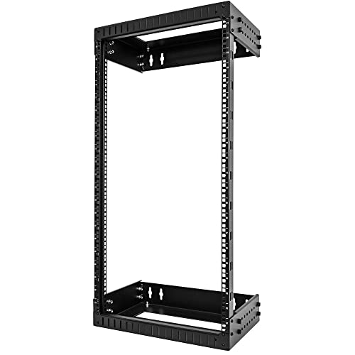 StarTech.com 2-Pfosten 21HE Heavy-Duty Wandmontage Netzwerk-Rack, 19" Open Frame Server Rack mit Einstellbarer Tiefe, Wandmontage Daten-Rack für IT/AV/Patch Panele/Computer (RACK-21U-20-WALL-OA) von StarTech.com