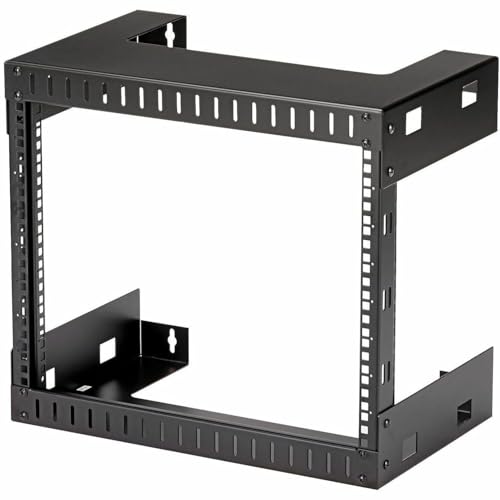 StarTech.com 2-Pfosten 8HE Heavy-Duty Wandmontage Netzwerk-Rack, 19" Open Frame Server Rack, 12" Tief, Wandmontage Daten-Rack für IT / AV / Patch Panel / Computer Geräte (RK812WALLO) von StarTech.com