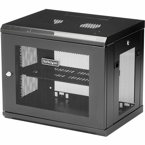 StarTech.com 2-Pfosten 9HE Wand Netzwerkschrank mit 1HE Fachboden, 19" Wand Server Rack für IT / Daten Computer Ausrüstung von StarTech.com