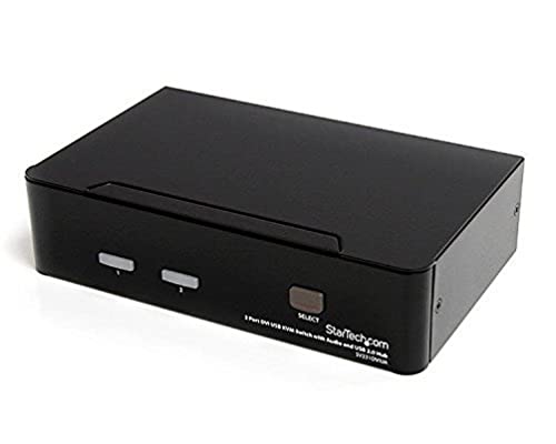 StarTech.com 2 Port DVI USB KVM Switch mit Audio und USB 2.0 Hub - 2-fach Dual DVI-I USB Umschalter, Schwarz von StarTech.com