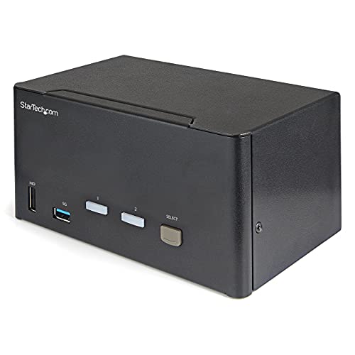 StarTech.com 2 Port DisplayPort KVM Switch - 4K 60 Hz UHD HDR - DP 1.2 KVM Umschalter mit USB 3.0 Hub mit 2 Anschlüssen (5 Gbit/s) und 4X USB 2.0 HID Anschlüssen, Audio - Hotkey - TAA (SV231TDPU34K) von StarTech.com