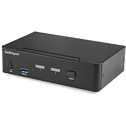 StarTech.com 2 Port DisplayPort KVM Switch - 4K 60Hz - Einzelner DP 4K Bildschirm - Dual Port UHD DP 1.2 USB KVM Switch mit integriertem USB 3.0 Hub & Audio - Dell HP Apple Lenovo (SV231DPU34K) von StarTech.com