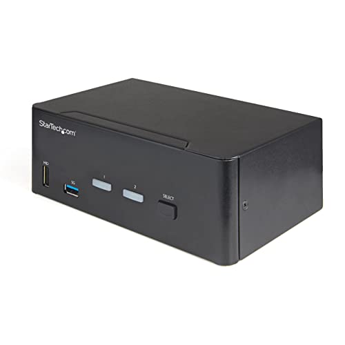 StarTech.com 2-Port Dual Monitor HDMI KVM-Switch - 4K 60Hz UHD HDR - Desktop 4K HDMI 2.0 KVM-Switch mit 2-Port USB 3.0 Hub (5 Gbit/s) und 4X USB 2.0 HID, Audio - Hotkey-Switching - TAA (SV231DHU34K6) von StarTech.com