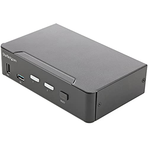 StarTech.com 2 Port HDMI KVM-Switch - Einzelmonitor 4K 60Hz Ultra HD HDR - HDMI 2.0 KVM Umschalter mit 2 Port USB-3.0-Hub (5 Gbit/s) und 4X USB 2.0-HID, Audio - Hotkey - TAA (SV231HU34K6) von StarTech.com