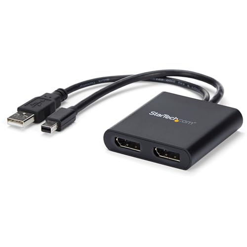 StarTech.com 2 Port Multi Monitor Adapter - Mini DisplayPort auf 2x DisplayPort MST Hub - Zweimal 4K 30Hz - Zwei Erweiterte oder Gespiegelte Monitore auf Windows PCs - mDP 1.2 auf 2x DP (MSTMDP122DP) von StarTech.com