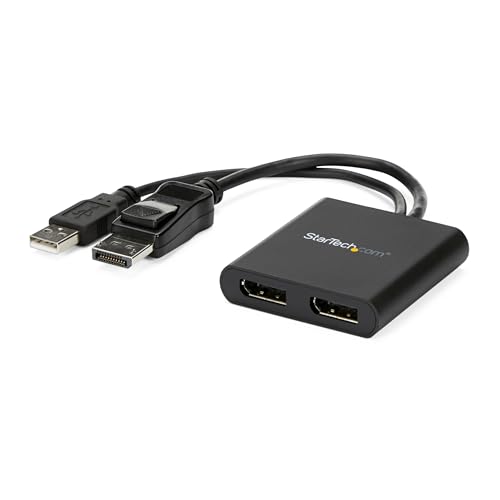 StarTech.com 2-Port Multi-Monitor DisplayPort Adapter, DP auf 2x DisplayPort 1.2 Splitter, Dual 4K 30Hz oder 1080p 60Hz Computer MST Hub, USB Betrieben, nur Windows (MSTDP122DP) von StarTech.com