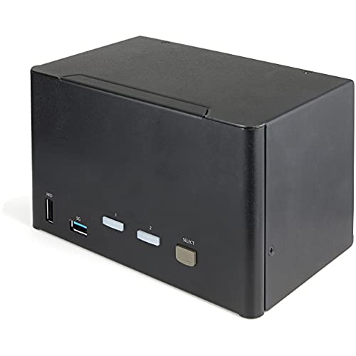 StarTech.com 2 Port Quad Monitor DisplayPort KVM Switch - 4K 60 Hz UHDR - DP 1.2 KVM Switch mit USB 3.0 Hub mit 2x USB 3.0(5 Gbit/s) und 4x USB 2.0 HID Anschlüssen, Audio - Hotkey - TAA (SV231QDPU34K) von StarTech.com