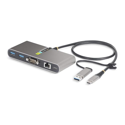 StarTech.com 2-Port USB-C Hub mit Ethernet und RS232 Port,USB-A Adapter, 100W Power Delivery Pass-Through, 2X USB-A 5Gbps von StarTech.com