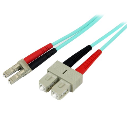 StarTech.com 2 m OM3 LWL Patchkabel - Zipcord Multimode-Glasfaserkabel LC/UPC auf SC/UPC - Vollduplex 50/125µm SFP/Optisches Kabel - 100G Optical Lichtleiterkabel - LSZH Lichtwellenleiter (A50FBLCSC2) von StarTech.Com
