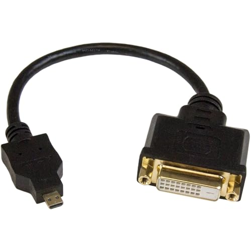 StarTech.com 20cm Micro HDMI auf DVI Adapterkabel - Micro HDMI auf DVI Konverterkabel - Micro HDMI Typ-D Gerät auf DVI-D Single Link Monitor/Display/Projektor - Robust - Stecker/Buchse (HDDDVIMF8IN) von StarTech.com