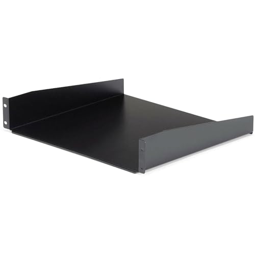 StarTech.com 2HE 19 Zoll Fachboden für Netzwerkschrank - Freitragendes Serverschrank boden/rack ablage - Heavy Duty Rackablage - Belastbarkeit 20kg - 16" tiefes Ablagefach, Schwarz (CABSHELF) von StarTech.com