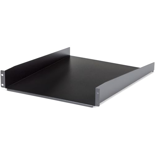 StarTech.com 2HE Serverschrank Fachboden - Universal 2U Server-Rack-Regal für 19 Zoll Netzwerkracks und -Schränke - Heavy Duty Stahl - Tragfähigkeit 23kg - 55cm tiefe Ablage, schwarz (CABSHELF22) von StarTech.com