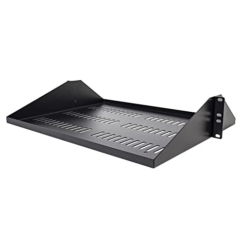 StarTech.com 2U 19 Zoll Fachboden für Rack - Perforierte, freitragende rack ablage mit zentrierter befestigung - Belüftete rack ablage - Belastbarkeit 91kg - 36cm tief (SHELF-2U-14-CENTER-V) von StarTech.com
