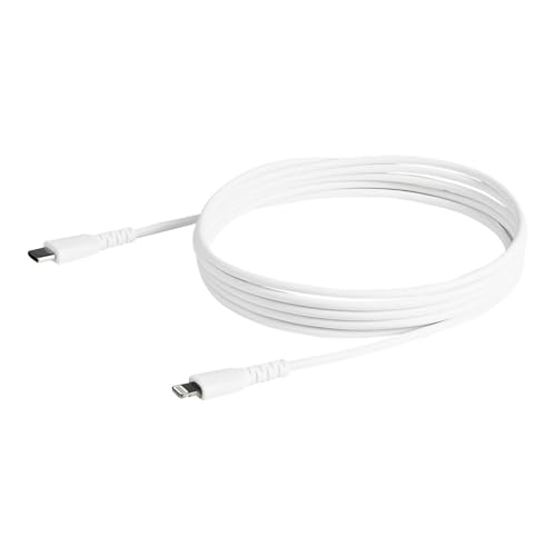StarTech.com 2m USB-C auf Lightning-Kabel - Hochbelastbare, robuste Aramidfaser - Lade-/Synchronisationskabel - Apple MFi-zertifiziert iPad/iPhone 12 - Weiß (RUSBCLTMM2MW) von StarTech.com