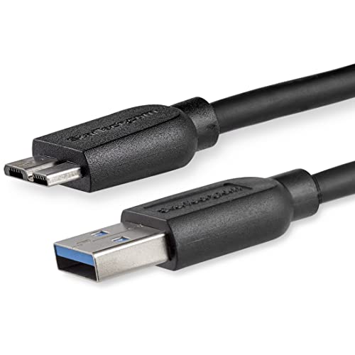 StarTech.com 2m schlankes SuperSpeed USB 3.0 A auf Micro B Kabel - St/St - USB 3.0 Anschlusskabel - Schwarz von StarTech.com