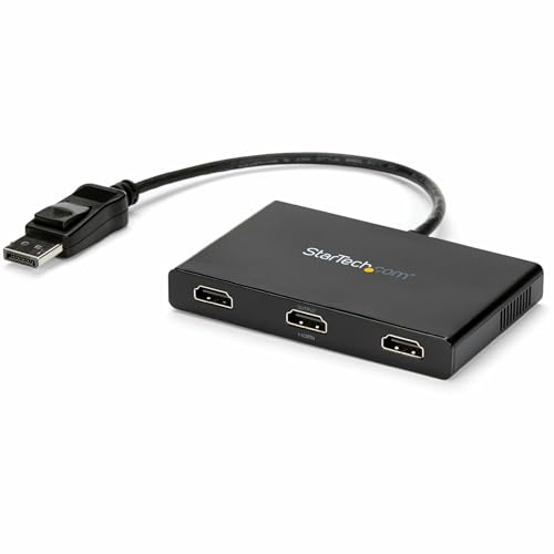 StarTech.com 3-Port Multi-Monitor Adapter - DisplayPort 1.2 auf 3x HDMI MST Hub - Drei 1080p HDMI Monitore - Erweitertes oder Gespiegeltes Modus - nur Windows PCs - DP auf 3x HDMI (MSTDP123HD) von StarTech.com