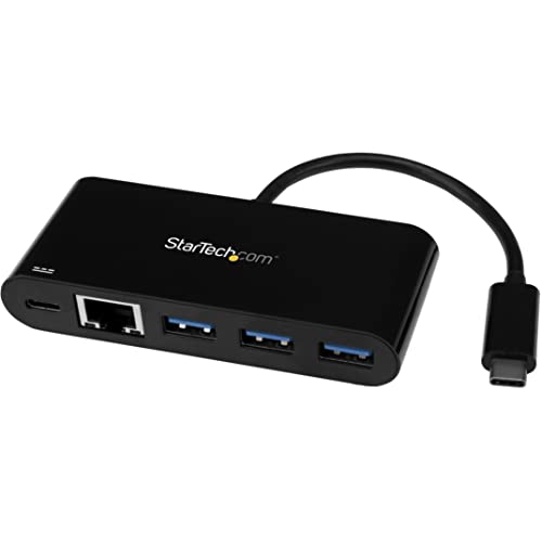 StarTech.com 3 Port USB 3.0 Hub mit Gigabit Ethernet und Stromversorgung - USB Type C Hub mit GbE und PD 2.0 von StarTech.com