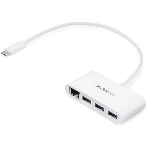 StarTech.com 3 Port USB 3.0 Hub plus Gigabit Ethernet - USB-C - Weiß - USB Hub with GbE - USB C Hub - USB Typ-C Hub - USB 3 Hub von StarTech.com