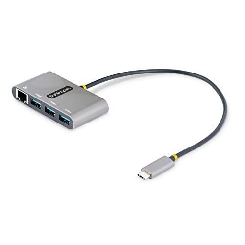 StarTech.com 3-Port USB-C Hub mit Ethernet - 3X USB-A - Gigabit Ethernet - Multi USB 3.0 5 Gbit/s - Thunderbolt 3 Adapter/Reiseadapter - 30cm Kabel - USB-C auf USB-A Splitter/Verteiler (HB30C3A1GEA2) von StarTech.com