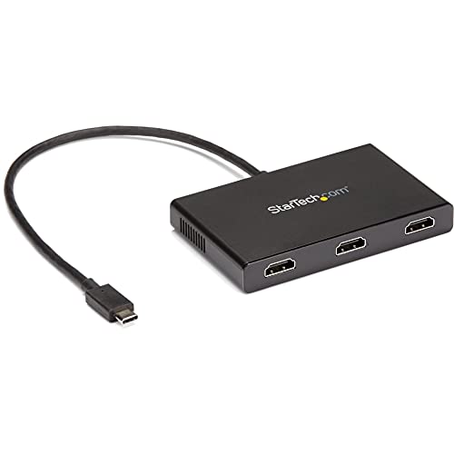 StarTech.com 3-Port USB-C Multi-Monitor Adapter, USB-C auf 3x HDMI MST Hub, Dreifach 1080p 60Hz HDMI Laptop Display Extender / Splitter, extra langes integ. Kabel, nur Windows (MSTCDP123HD) von StarTech.com