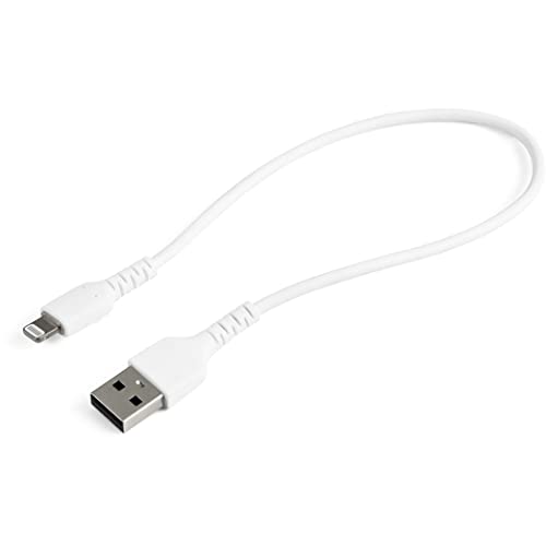 StarTech.com 30cm USB-A auf Lightning-Kabel - Hochbelastbare, robuste Aramidfaser - Lade-/Synchronisationskabel - Apple MFi-zertifiziert iPad/iPhone 12 - Weiß (RUSBLTMM30CMW) von StarTech.com