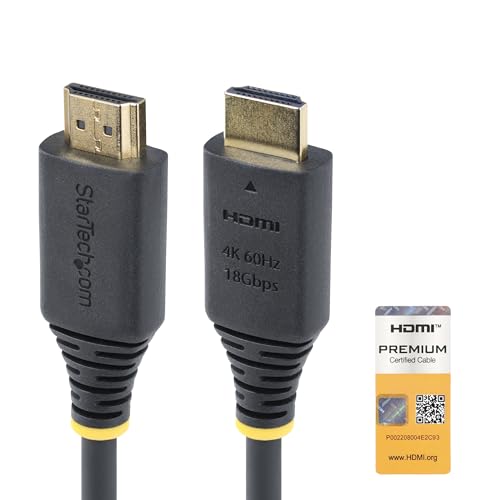 StarTech.com 3m Premium Zertifiziertes High Speed HDMI Kabel, 4K 60Hz/1440p 144Hz, 18Gbps, UHD HDMI 2.0 Arc Kabel für TV/PC StarTech.com 3m Premium Zertifiziertes High Speed HDMI Kabel, 4K 60Hz/1440p 144Hz, 18Gbps, UHD HDMI 2.0 Arc Kabel für TV/PC von StarTech.com