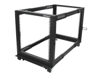 StarTech.com 4-Pfosten 12 HE Mobiles Open Frame Serverrack, 19 Zoll Netzwerk Rack mit Rädern, Rack für Computer/AV/Daten/IT Geräte - Rollen, Nivellierfüße oder Bodenmontage, Freistehendes Gestell, 12U, 544 kg, Verbessertes Kabelmanagement, Lenkrollen, 22,7 kg von StarTech.com