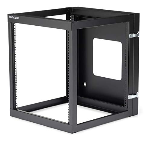 StarTech.com 4-Pfosten 12HE Aufklappbares Wandmontage Netzwerk Rack, 19" Open Frame Server Rack, 19.8" Tief, Wandmontage Swing Out Daten-Rack für IT / AV / Computer Geräte, TAA (RK1219WALLOH) von StarTech.com