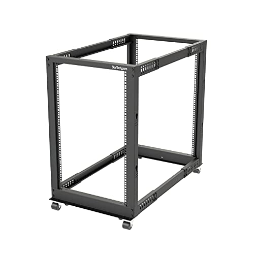 StarTech.com 4-Pfosten 18 HE Mobiles Open Frame Serverrack, 19 Zoll Netzwerk Rack mit Rädern, Rack für Computer/AV/Daten/IT Geräte - Rollen, Nivellierfüße oder Bodenmontage (4POSTRACK18U) von StarTech.com