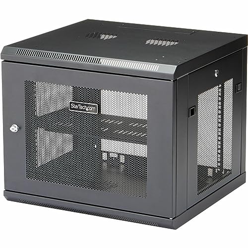 StarTech.com 4-Pfosten 9HE Wand Netzwerkschrank mit 1HE Fachboden, 19" Wand Server Rack für IT / Daten Computer Ausrüstung von StarTech.com