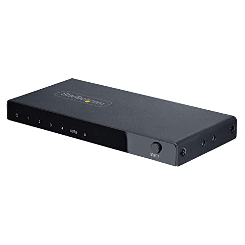 StarTech.com 4-Port 8K HDMI Switch, HDMI 2.1 Switch 4K 120Hz/8K 60Hz UHD, HDR10+, HDMI Switch 4 In 1 Out, Automatische Umschaltung, HDMI Umschalter mit Netzteil & Fernbedienung (4PORT-8K-HDMI-SWITCH) von StarTech.com