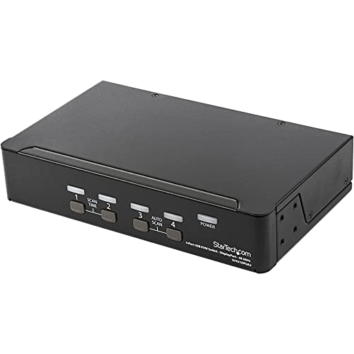 StarTech.com 4 Port DisplayPort KVM Switch - 4K 60Hz - Einzelner DP 4K Bildschirm - Vier Port UHD DP 1.2 USB KVM Switch mit integriertem USB 2.0 Hub & Audio - Dell, HP, Apple, Lenovo (SV431DPUA2) von StarTech.com