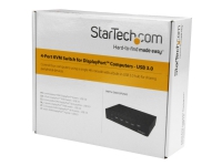 StarTech.com 4 Port DisplayPort KVM Switch - USB 3.0 Hub - 4K 30Hz, 3840 x 2160 Pixel, 4K Ultra HD, Rack-Einbau, 18 W, Schwarz von StarTech.com