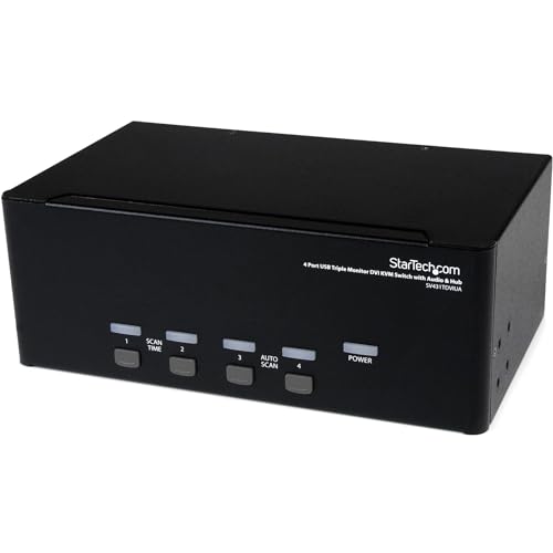 StarTech.com 4 Port Dreifach Monitor DVI USB KVM Switch mit Audio und USB 2.0 Hub - Tripel Monitor KVM Umschalter von StarTech.com