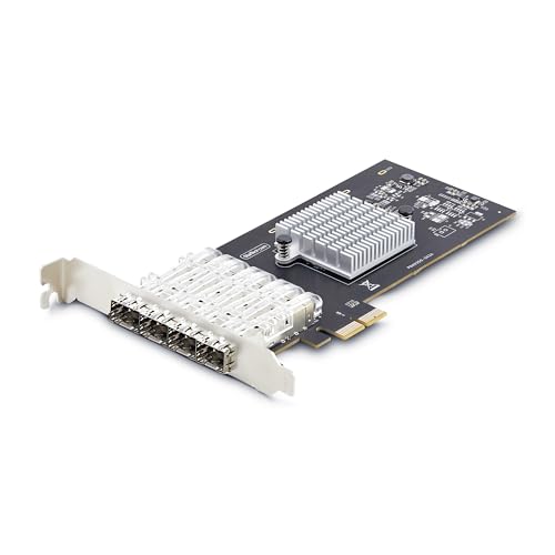 StarTech.com 4-Port GbE SFP Netzwerkkarte, PCIe 2.0 x2, Intel I350-AM4 4x 1GbE, 1000BASE Kupfer/Glasfaser Netzwerkkarte, Gigabit LWL/LAN Karte Desktop/Server PCIE Netzwerkadapter (P041GI-NETWORK-CARD) von StarTech.com