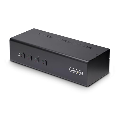 StarTech.com 4-Port KVM Switch Dual Monitor DisplayPort, 4K 60Hz, 2X USB 3.0 Hub und 2X USB 2.0 HID Ports, Hotkey/Drucktasten, KVM Umschalter für Zwei Monitore, 4 PC 2 Monitore (P4DD46A2-KVM-SWITCH) von StarTech.com