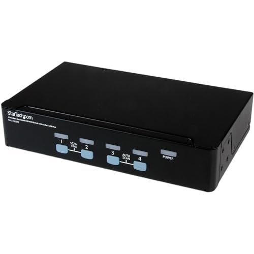 StarTech.com 4-Port KVM Switch OSD - 1U Rackmountable KVM Switch schwarz USB | Audio | USB 2.0 Hub von StarTech.com