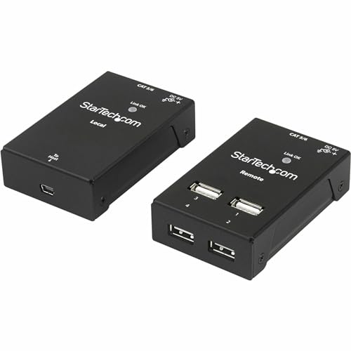 StarTech.com 4 Port USB 2.0 über Cat5 oder Cat6 Extender - bis zu 40m Cat 5/Cat 6 - Kosteneffektive / Kompakte USB Verlängerung (USB2004EXTV) von StarTech.com