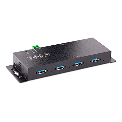 StarTech.com 4-Port USB 3.0 Hub mit 5 Gbit/s - Robuster USB Verteiler 3.0 mit ESD-/Überspannungsschutz - Industrie USB Hub/Ladestation, Heavy Duty - USB Mehrfachstecker/Splitter (5G4AINDNP-USB-A-HUB) von StarTech.com