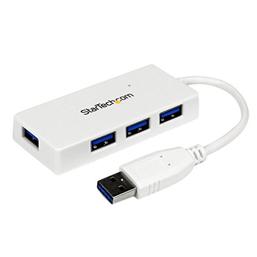 StarTech.com 4 Port USB 3.0 SuperSpeed Hub - Weiß - Portabler externer Mini USB Hub mit eingebautem Kabel von StarTech.com