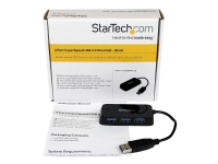 StarTech.com 4 Port USB 3.0 SuperSpeed Mini Hub -5Gbps - Schwarz, USB 3.2 Gen 1 (3.1 Gen 1) Type-A, USB 3.2 Gen 1 (3.1 Gen 1) Type-A, 5000 Mbit/s, Schwarz, Kunststoff, Leistung von StarTech.com