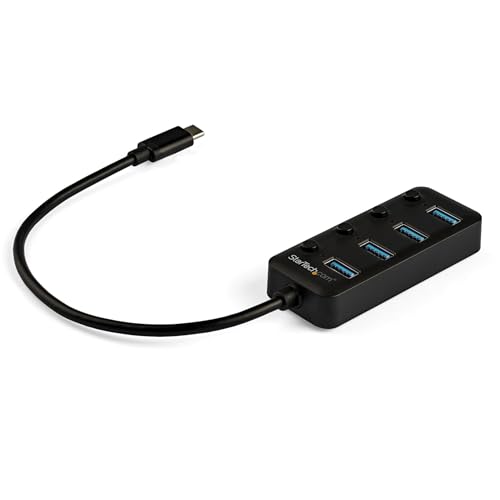 StarTech.com 4 Port USB-C Hub - 4x USB-A mit individuellen Ein-/Ausschaltern - Mobiler USB C zu USB 3.0 Verteiler - USB Type-C Splitter von StarTech.com