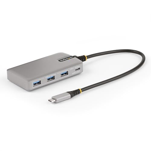 StarTech.com 4-Port USB-C Hub mit DP Alt Mode Videoausgang 4K 60Hz - USB-C auf 3x USB-A & USB-C, 100W Power Delivery, USB 3.2 10Gbps, 30cm Kabel, USBC Verteiler/Splitter USB-C zu USB (HB31C3A1CDPPD3) von StarTech.com