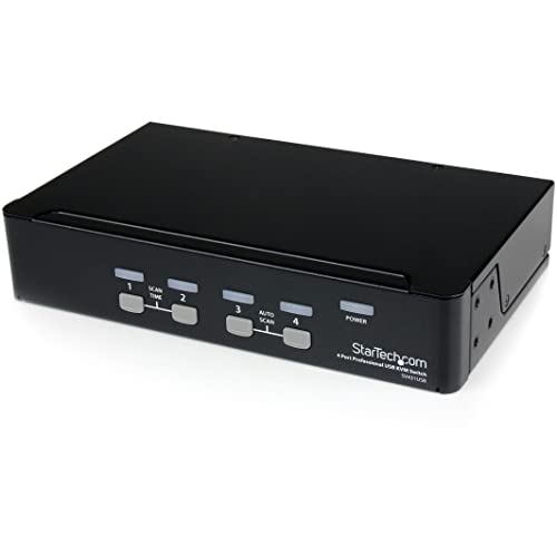 StarTech.com 4 Port VGA USB KVM Switch mit Hub - VGA KVM Umschalter für 4 PC's - Desktop KVM Switch mit 4x USB 2.0, 1x VGA Buchse von StarTech.com